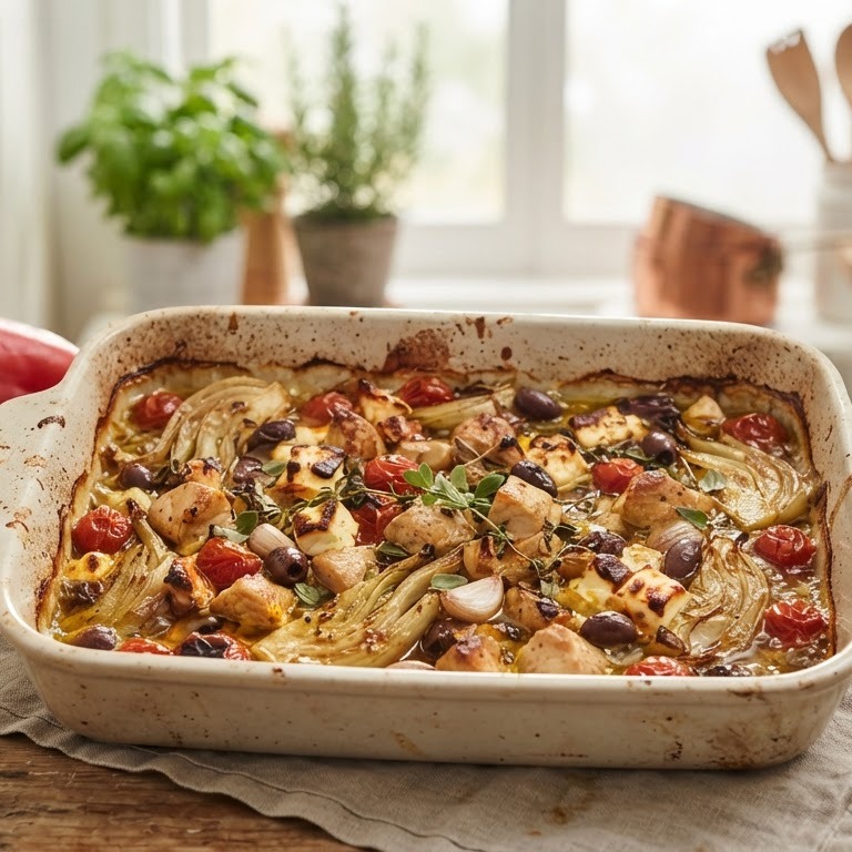 Griekse ovenschotel met kipfiletblokjes