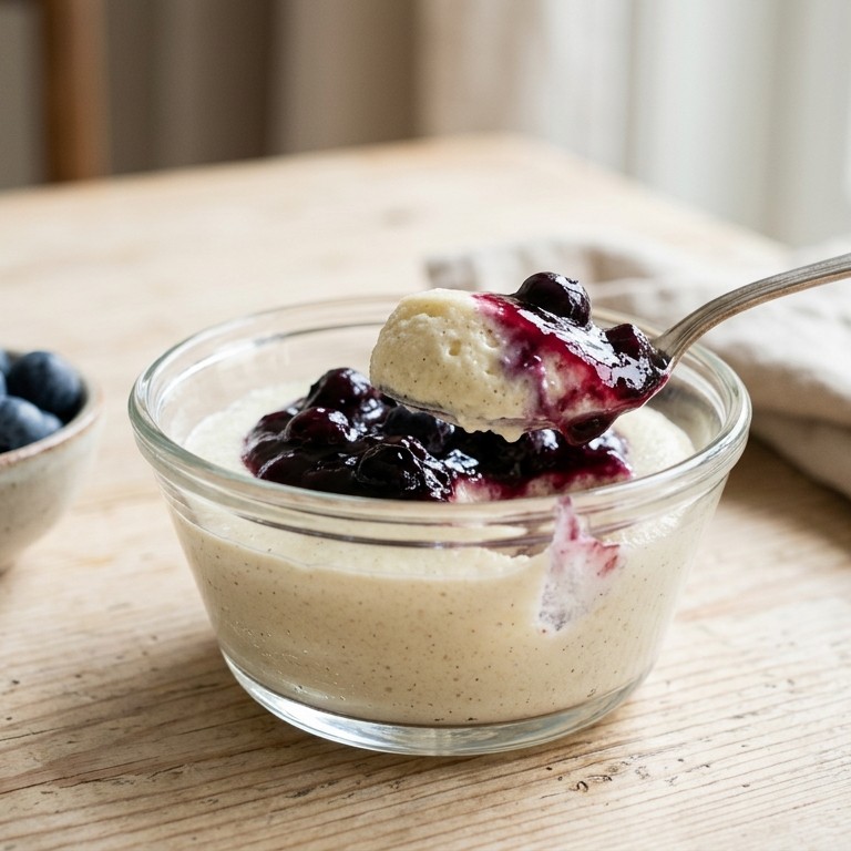 Griesmeelmousse met blauwe bessen