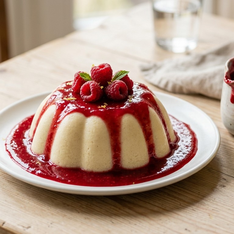 Griesmeelpudding met frambozensaus
