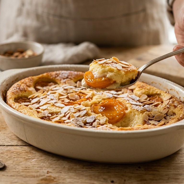 Griesmeeltoetje met abrikozen uit de oven