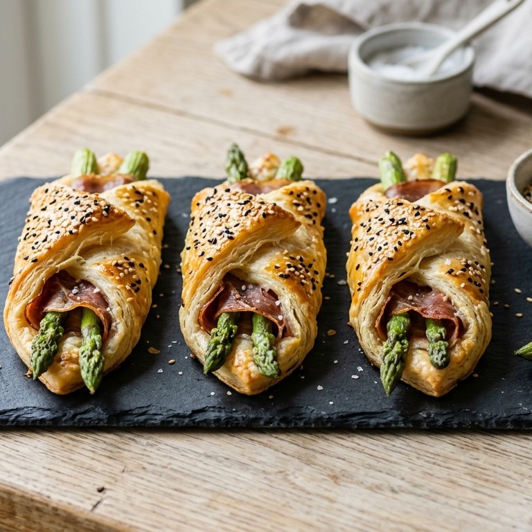 Groene asperges in bladerdeeg