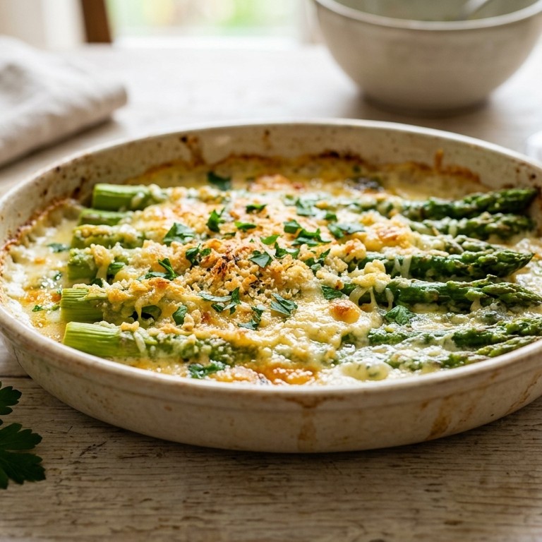 Groene asperges met een korstje