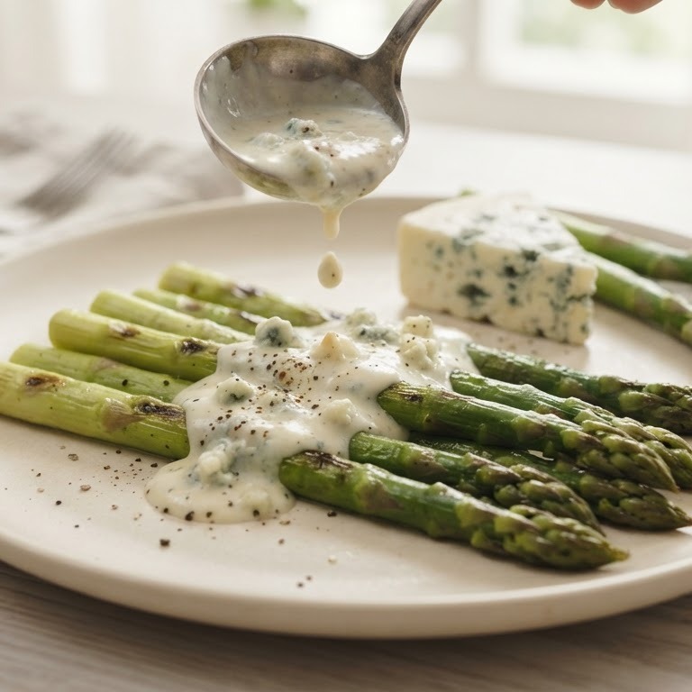 Groene asperges met gorgonzola-roomsaus