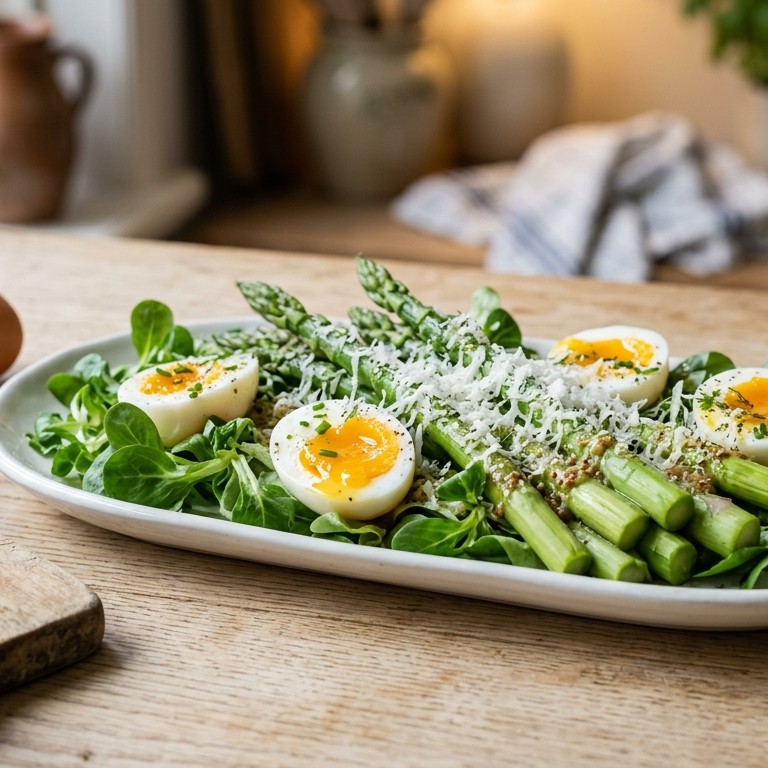Groene aspergesalade met kaas