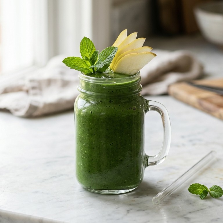 Groene smoothie: boerenkool-peer-munt
