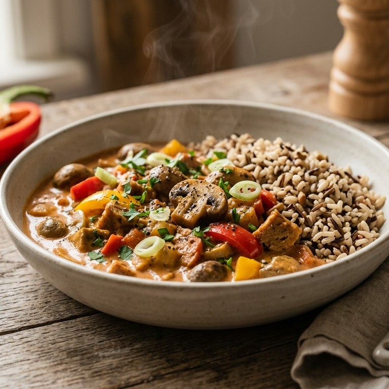 Groente met rijst (stroganoff)