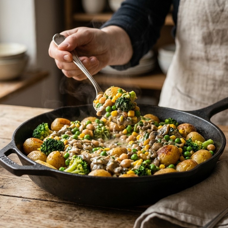 Groentepannetje met champignonsaus