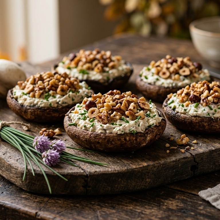 Grote champignons met notenvulling