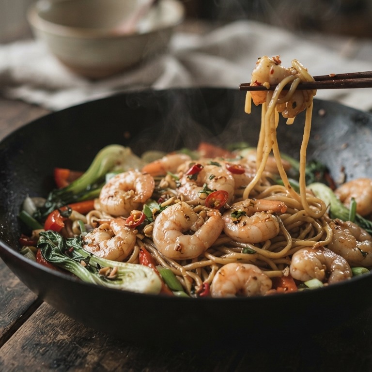 Grote garnalen uit de wok