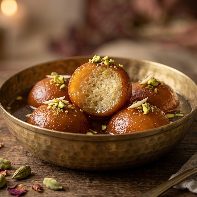 Gulab jamun (Griesballetjes met siroop)
