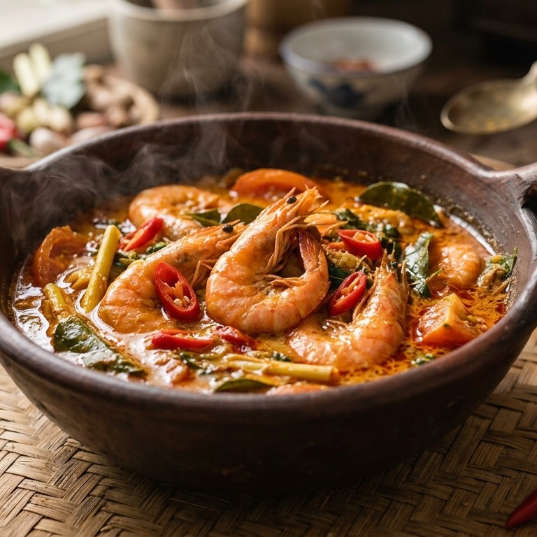 Gulai udang (garnalen in kruidige saus)