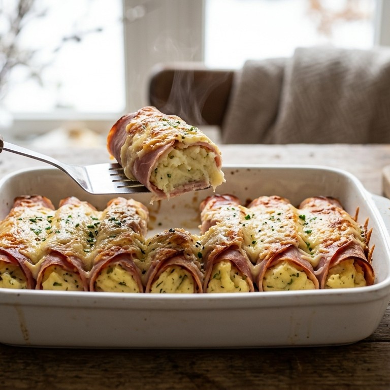 Ham-puree rolletjes