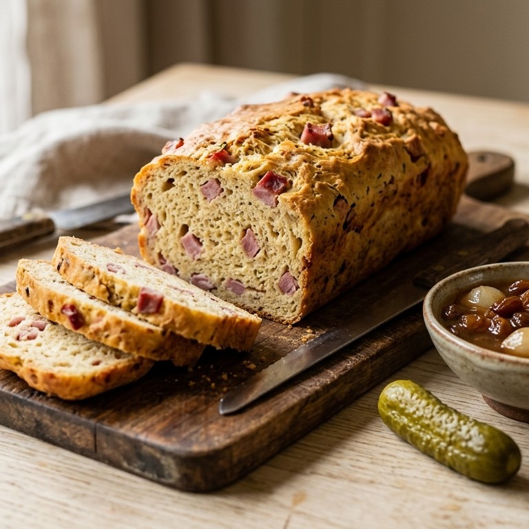 Hambrood met rozijnen-zilveruitjessaus
