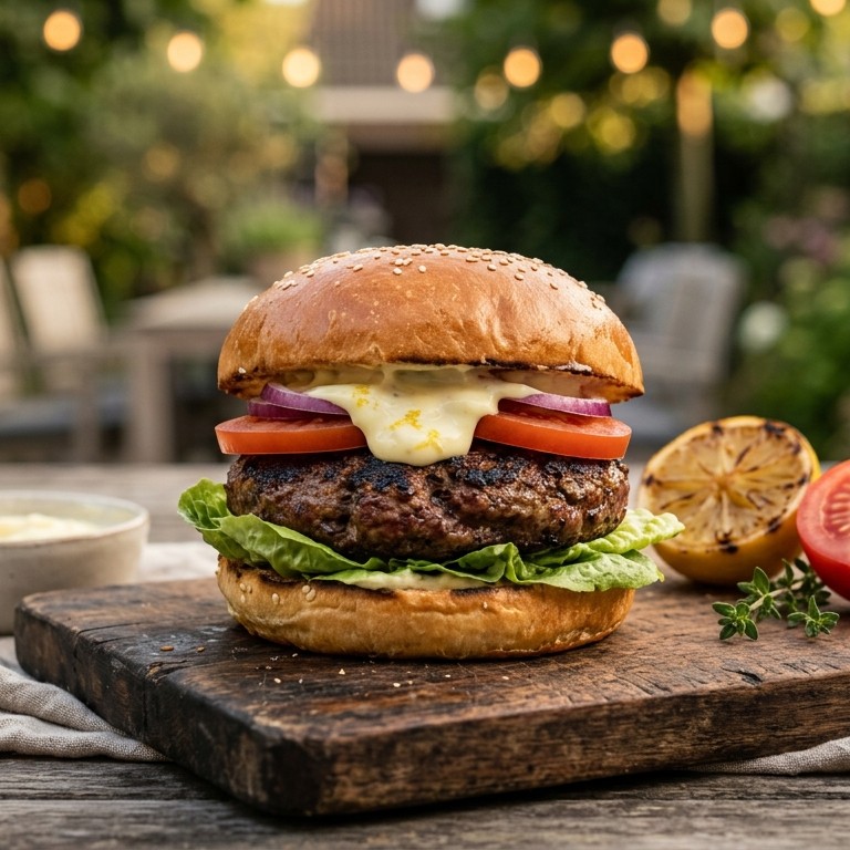 Hamburger met citroen mayonnaise