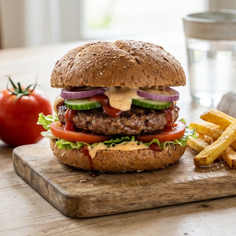 Hamburger met een broodje gezond