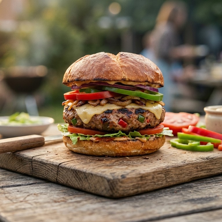 Hamburger met paprika