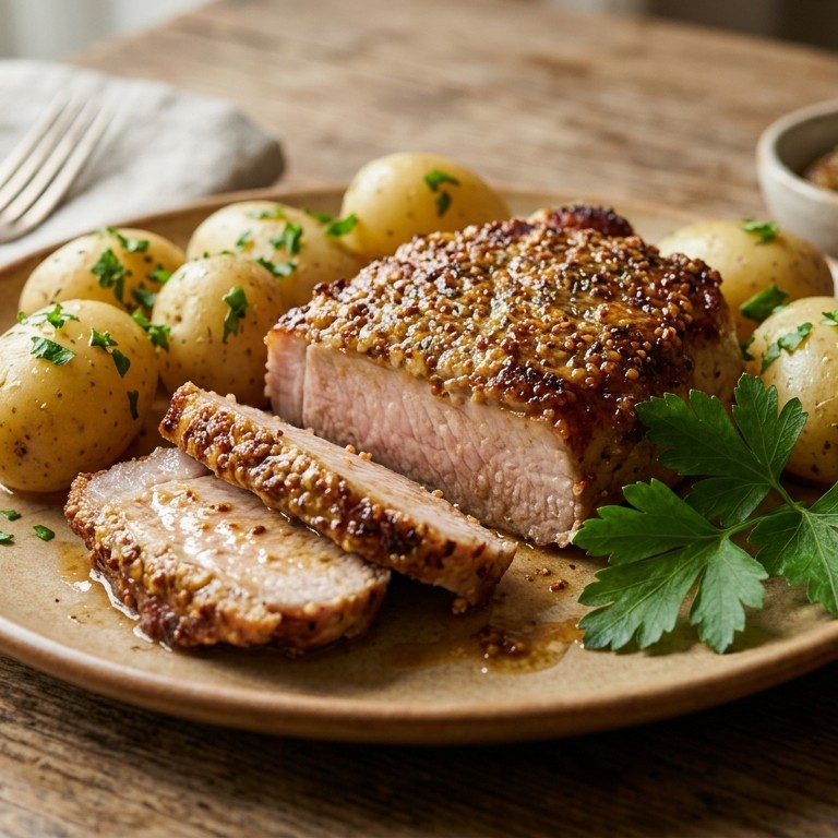 Hamlapje met mosterdkorstje