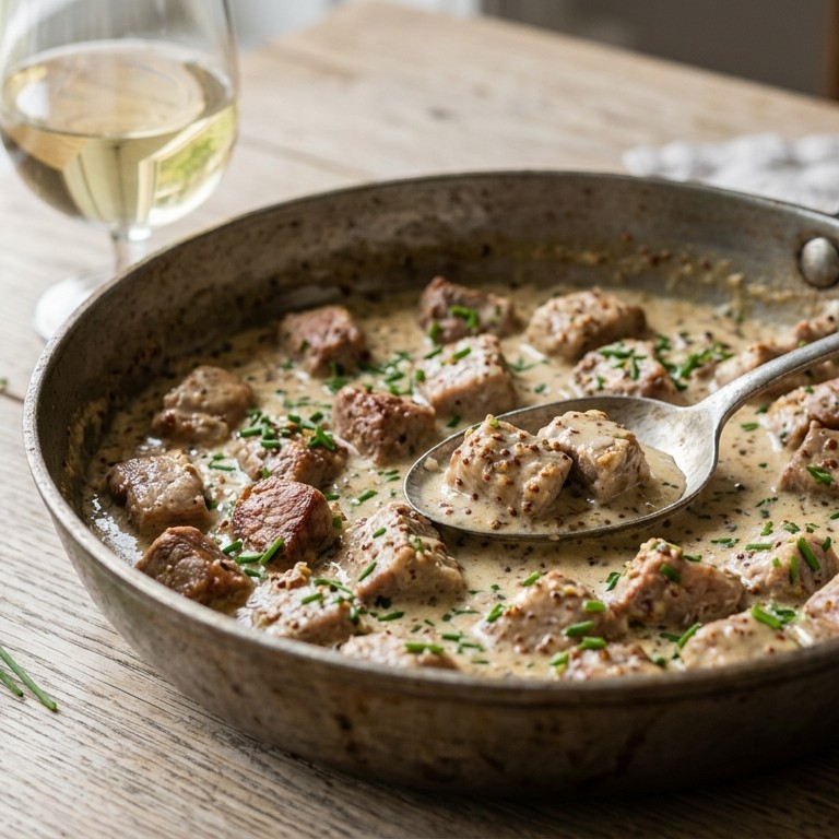 Hamlapjes in mosterdsaus