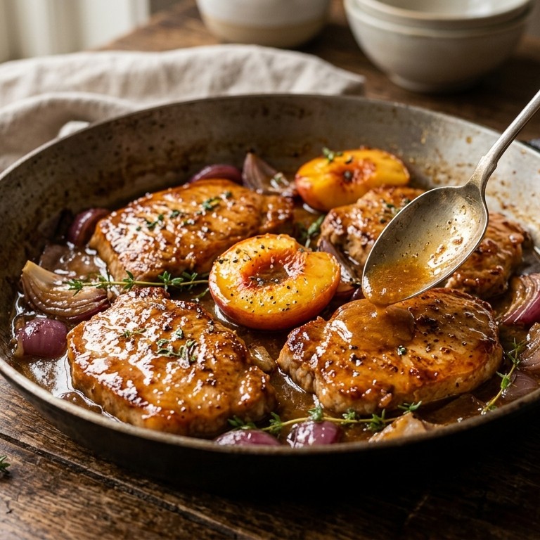 Hamlapjes met perzikjus