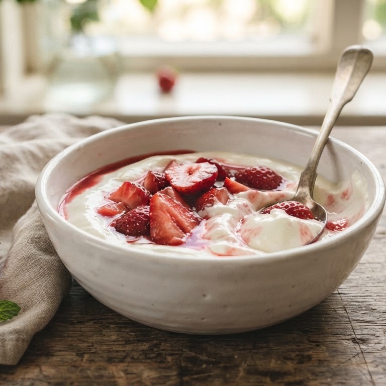 Hangop met aardbeien