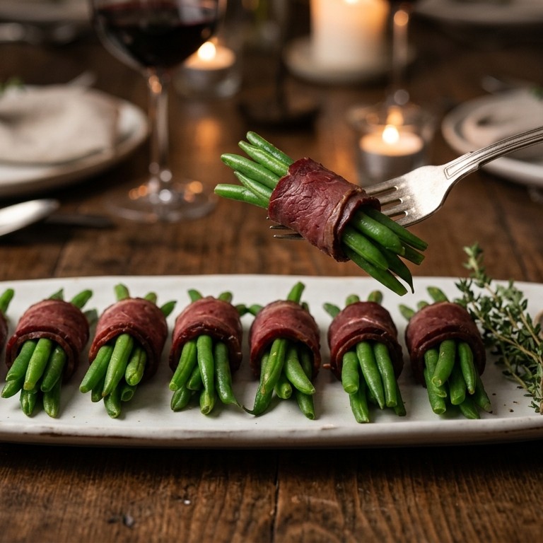 Haricots verts in een jasje van rookvlees