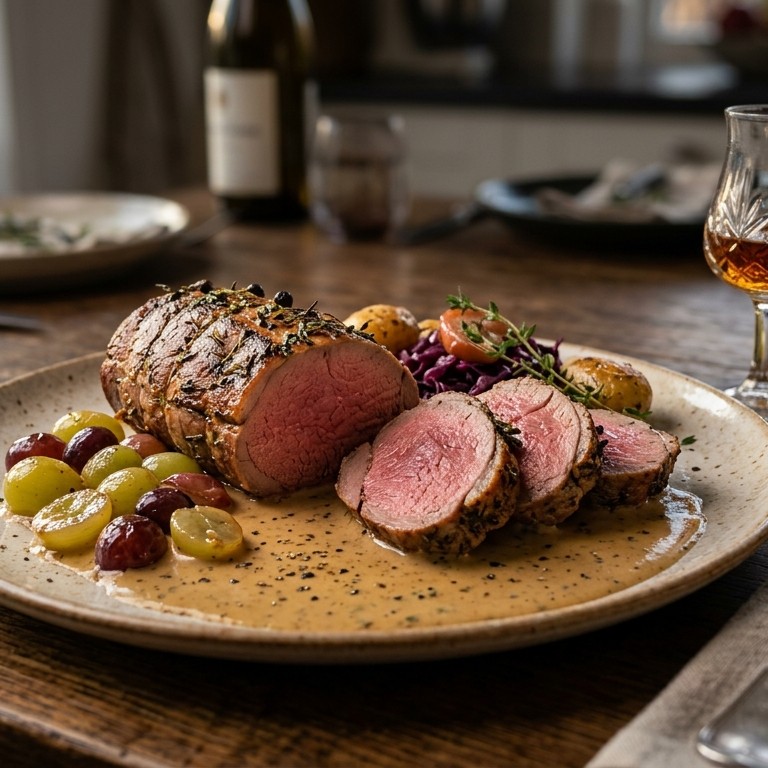 Hazenrug met cognac-roomsaus