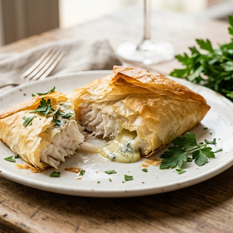 Heilbot met gorgonzola