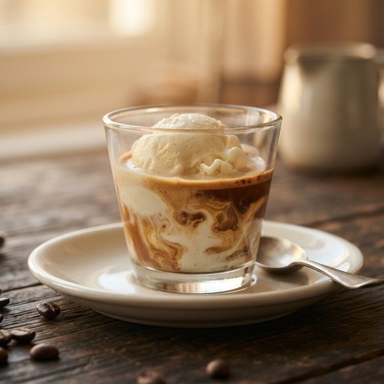 Hete espresso met bolletje ijs