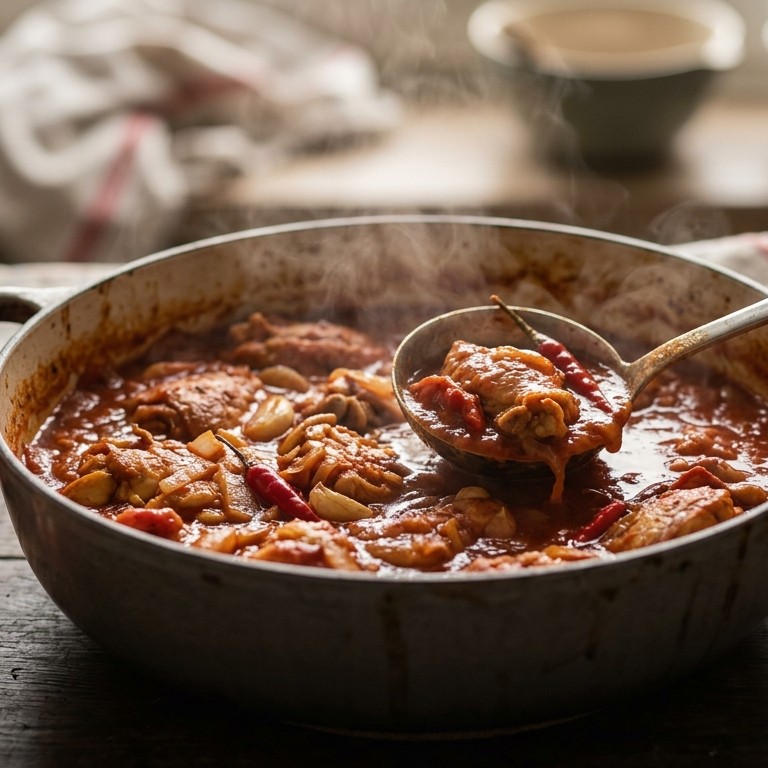 Hete kip in tomatensaus