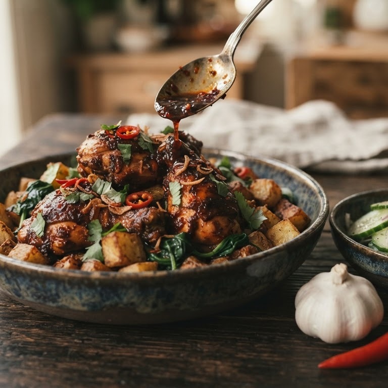 Hete kip met komkommersalade
