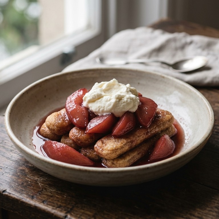Hete peren op koek met mascarpone