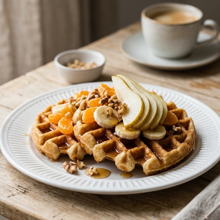 Hete wafels met vers fruit