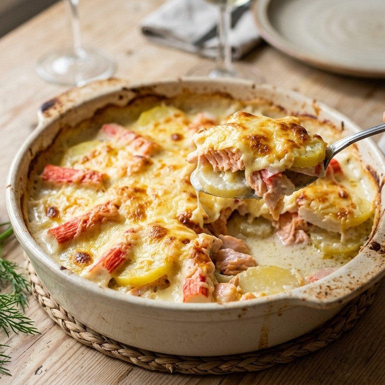 Homemade ovenschotel surimi zalm