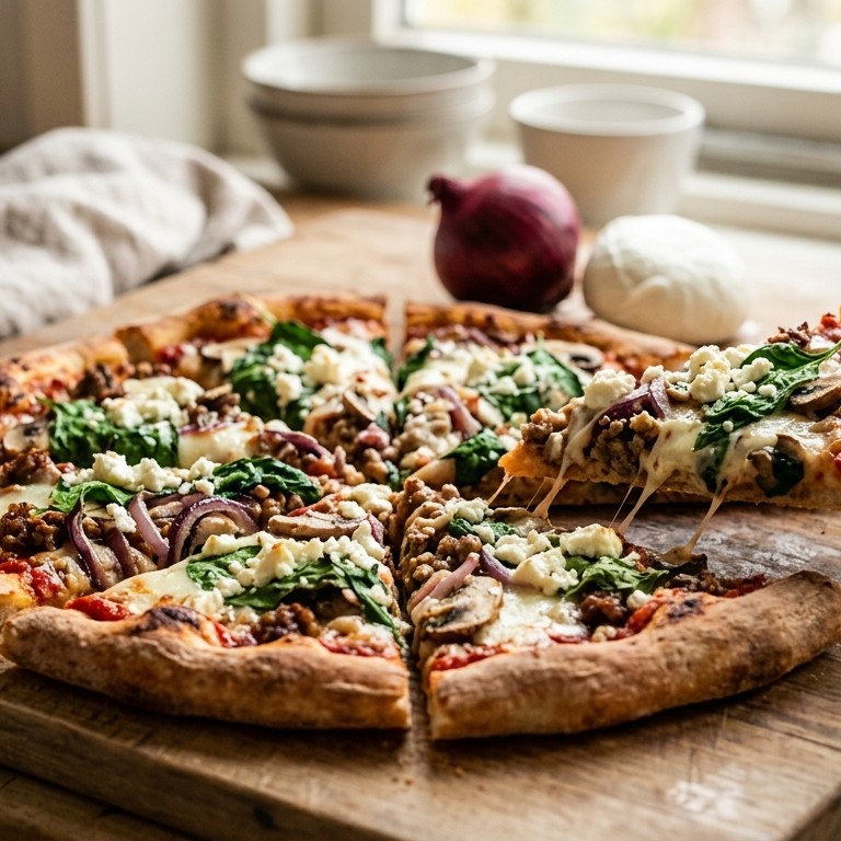 Homemade pizza ( Verse spinazie + Feta)