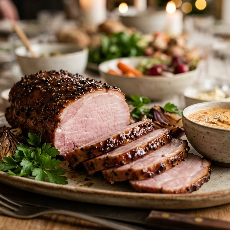 Honingcasselerib met paprikaroom voor buffet