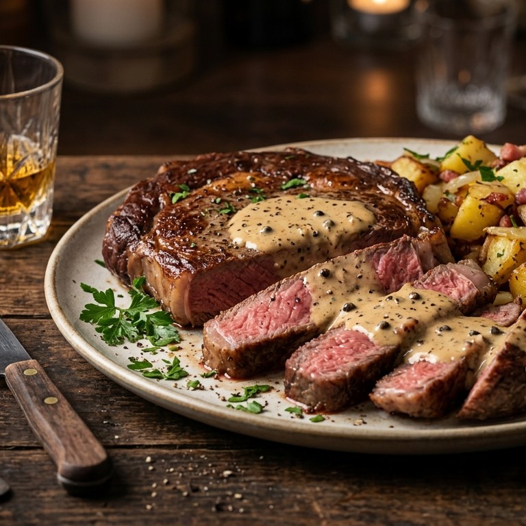 Ierse steak met biefstuksaus