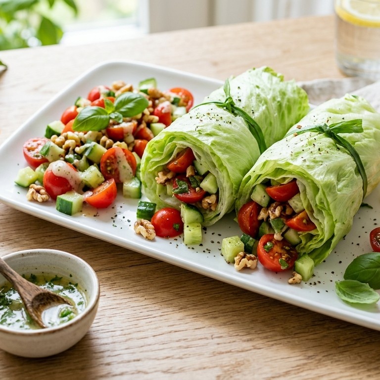 IJsbergrolletjes met tomatensalade