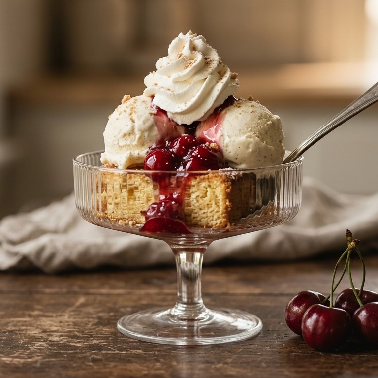IJsdessert met cake en amaretto