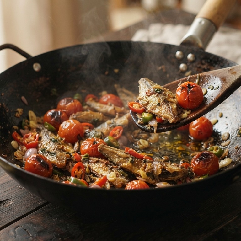 Ikan Asin Tumis (zoute vis)