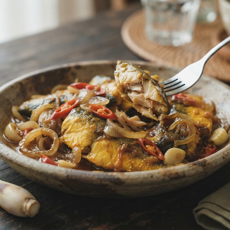Ikan atjar kering (zoetzure makreel)