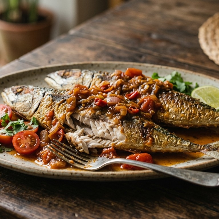 Ikan bibi (licht gekruide makreel)