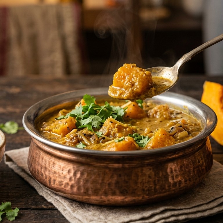 Indiase curry met pompoen