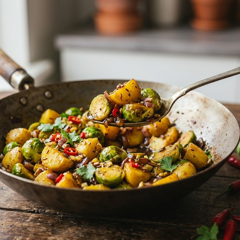 Indische aardappels met spruitjes