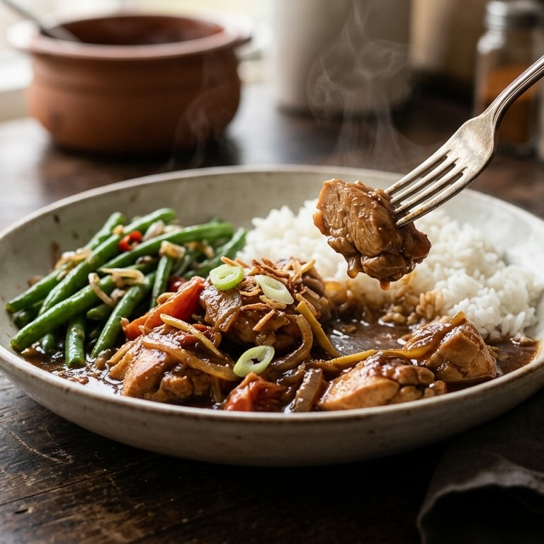Indische kip met boontjes
