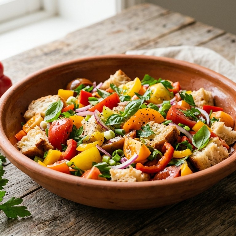 Italiaanse broodsalade met paprika