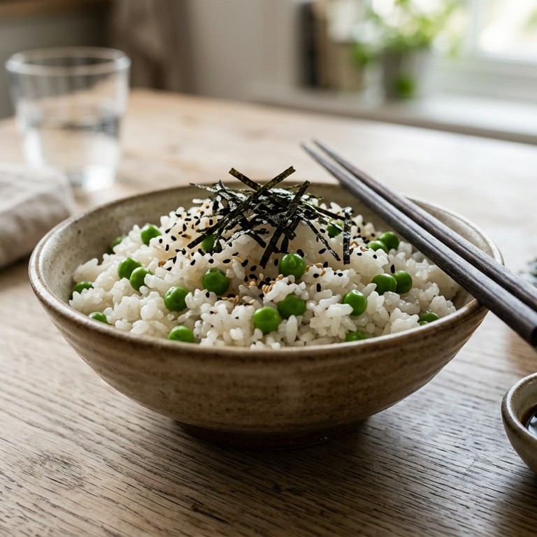 Japanse rijst met doperwten