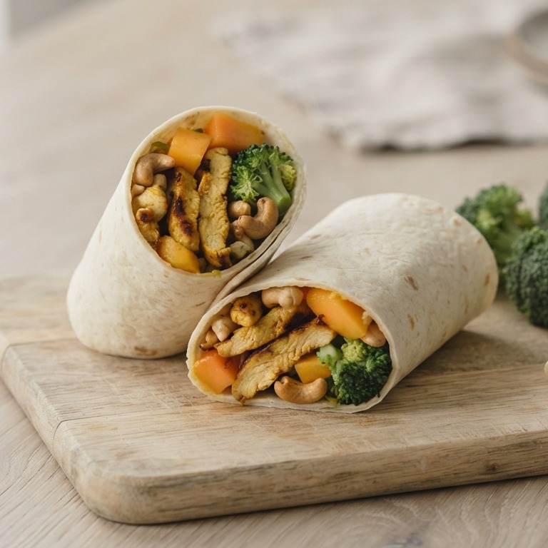Javaanse wrap met mango en cashewnoten