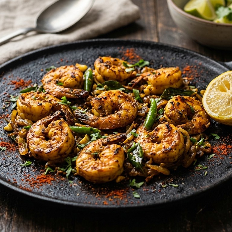 Jhinga kari (Droge garnalencurry)