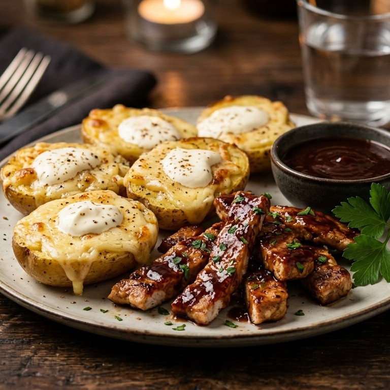 Kaasaardappels met schnitzelreepjes