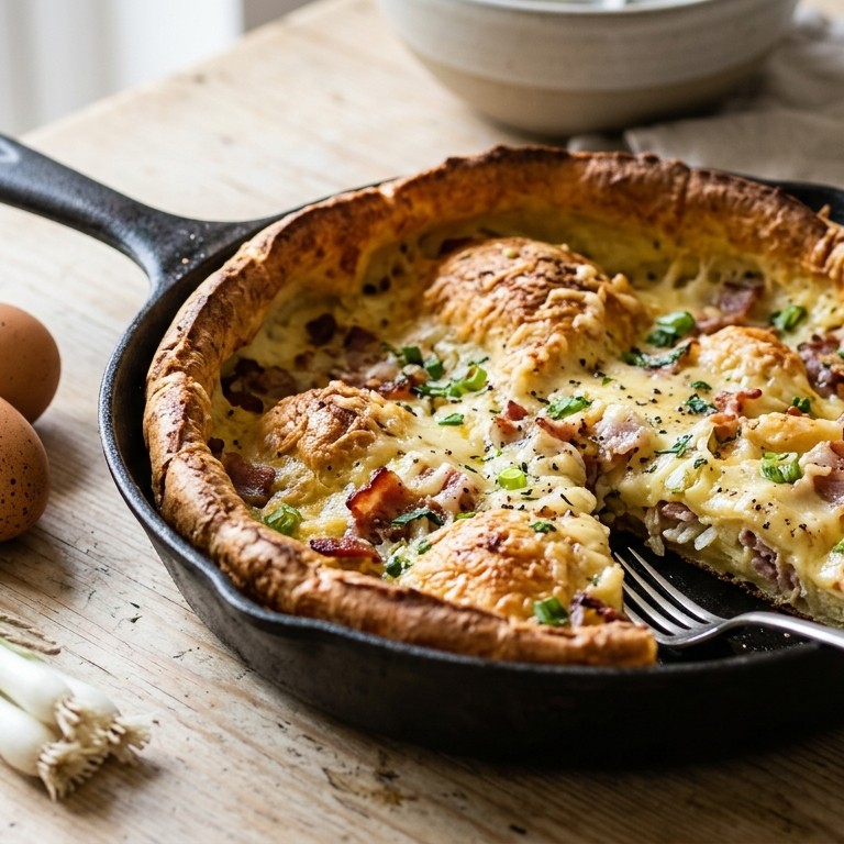 Kaaspannetje met spek en ui